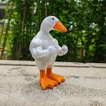Creative Resin Strongman Duck Sculpture Artwork Muscular Duck Figurine Desktop Decoration - White - View 4