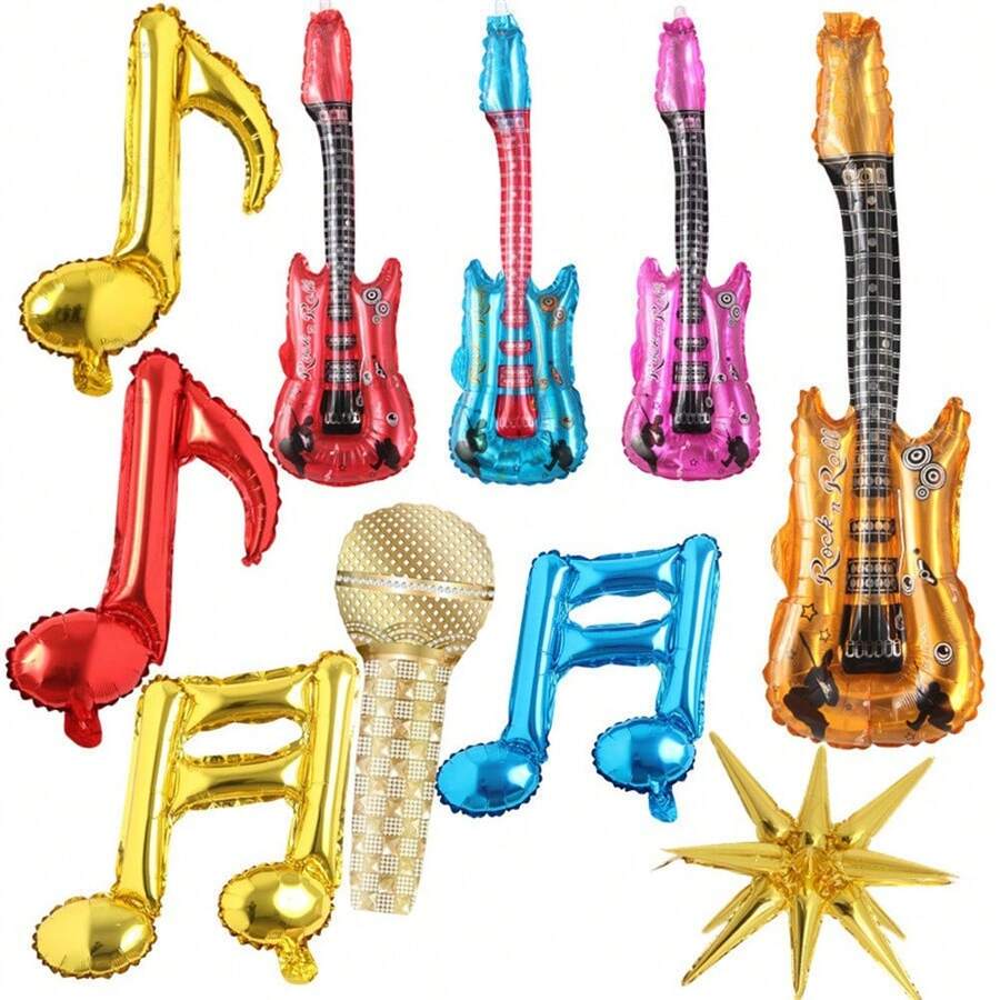 10pcs Musical Instrument Aluminum Foil Balloon Set For Party And Festival Decoration - Multicolor - View 1