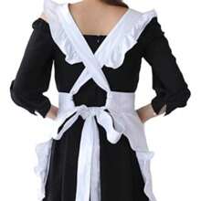 1pc Retro Style Long Apron With Ruffle Hem, Cute White Kitchen/Restaurant Apron For Women/Girls/Waitress/Cosplay Costume - White Ruffles - View 4