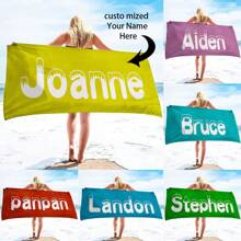 1pc Customizable Large Beach Towel - Soft & Absorbent, Personalized Pool & Summer Blanket - Ideal For Sunbathing, Swimming, And Vacation Travel Holiday Bathroom Decor Beach Essentials - Multicolor - View 1