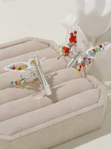 4个装女士彩色串珠蝴蝶发夹爪夹发卡，发饰，头部饰品，发夹 - 彩色 - 查看 3