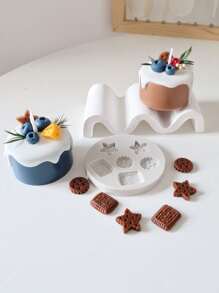 KANOVINO 1个迷你饼干形硅胶模具，手工蜡烛DIY模具，创意蜡烛制作模具，香薰蜡烛，香薰石膏，滴胶，树脂模具，易于脱模，形状逼真。 - 灰色 - 查看 1