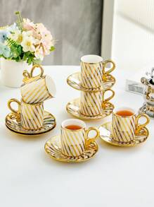 Coffee Cup & Saucer Set, European Style Afternoon Tea Set For Home Use - White - View 1