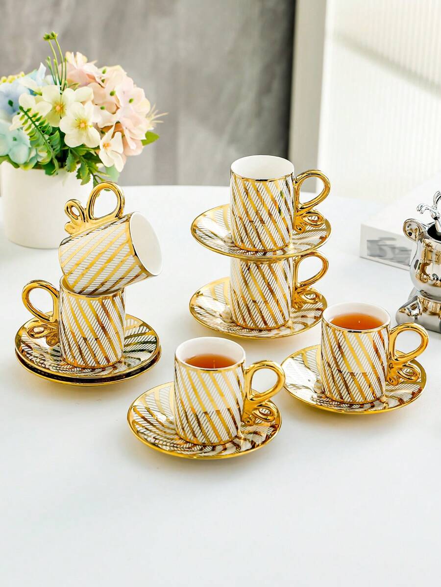 Coffee Cup & Saucer Set, European Style Afternoon Tea Set For Home Use - White - View 1