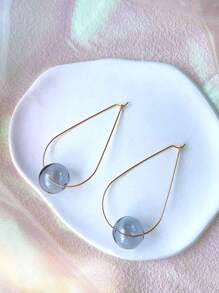 1 par de aretes originales hechos a mano de vidrio soplado hueco con bola y gota de agua de acero inoxidable y colores variados de joyería para mujer - forma de gota de agua - Ver 11