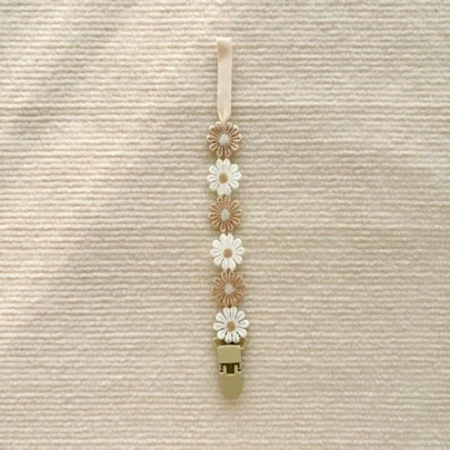 1pc Daisy Shape Pacifier Teether Anti-Lost Chain Grinding Teeth Toy Leash With Clip