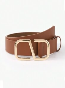 1 件女士金色/银色 S 形扣 PU 腰带，适合日常穿着，夏季、秋季、万圣节 - 棕色 - 查看 16