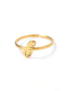 1 Stück Edelstahl Anfangsbuchstabe Buchstaben Ring für Frauen, goldfarbener modischer A-Z Buchstaben Fingerring, ästhetisches Hochzeitsschmuckgeschenk für Frauen