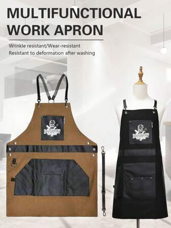 1pc Retro Barber Apron, Hairstylist Workwear, Denim Bib Apron For Barbershop, Florist, Unisex