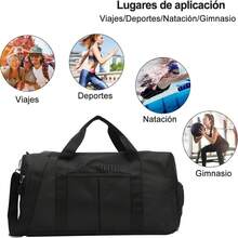 QUANNA nylon 47 cm bolsa de equipaje de viaje de gran capacidad gimnasio deportivo bolsa de viaje portátil durante la noche con bolsa húmeda impermeable compartimento bolsa de equipaje de moda - Negro - Ver 3