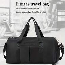 QUANNA nylon 47 cm bolsa de equipaje de viaje de gran capacidad gimnasio deportivo bolsa de viaje portátil durante la noche con bolsa húmeda impermeable compartimento bolsa de equipaje de moda - Negro - Ver 2