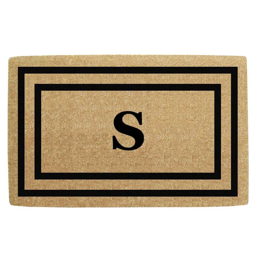 Heavy Duty Coir Door Mat Thin Double Picture Frame, Monogram S - Black 22" X 36" - 字母組合S - 查看 1