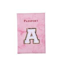 Letter Print Minimalist Daily Passport Holder Wallet Cover - Pink - View 9