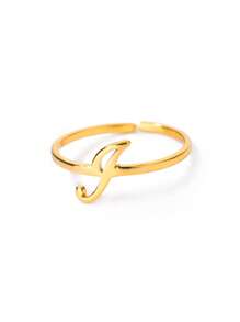 1 Stück Edelstahl Anfangsbuchstabe Buchstaben Ring für Frauen, goldfarbener modischer A-Z Buchstaben Fingerring, ästhetisches Hochzeitsschmuckgeschenk für Frauen