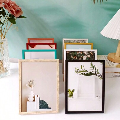 1pc Minimalist Style Picture Frame, Can Be Placed Horizontally Or Vertically, Suitable For Display On Tabletop Or Wall Decoration, For Living Room, Bedroom, Study, Hall, Gallery Etc. (Picture Is For Reference Only, Photo Paper Included Randomly)