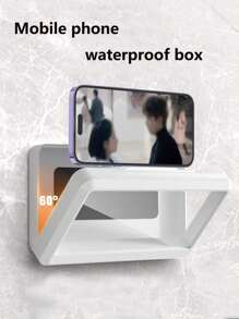 1pc White Waterproof Retractable Slouchy Mobile Phone Holder- Convenient Hands-Free Phone Use In The Shower And Anywhere Else - White - View 1