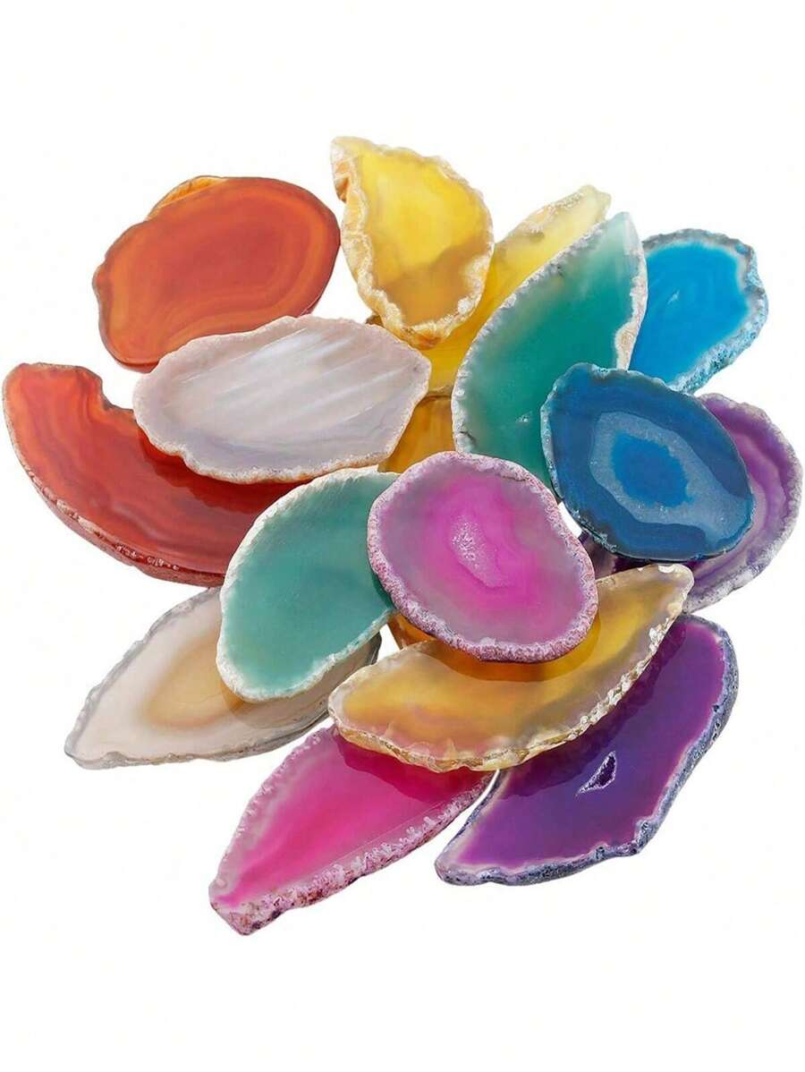 1/7/10/15/20 viên đá mã não lát Geode số lượng lớn Đá mã não để bàn trượt Mặt dây chuyền mã não Pha lê chữa bệnh bất đối xứng Đá mã não nhiều màu Trang trí bàn bất đối xứng cho phòng gia đình Trang trí trang sức tự làm, không khoan (Ngẫu nhiên) - màu sắc ngẫu nhiên - Xem 1