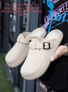 Men's And Women's Breathable Anti-Slip Wear-Resistant Slip-On Sandals For Spring And Summer, With Flat And Thick Soles And Round Toe, For Casual, Street, Retro, Fashion, Indoors, Outdoors, Daily, Commuting, Outdoor Activities, For Students And Office Workers, Suitable For All Seasons, Made Of EVA Material, Large Size, Work Shoes, Couples Half-Slip, Ken Shoes (This Style Runs One Size Large)