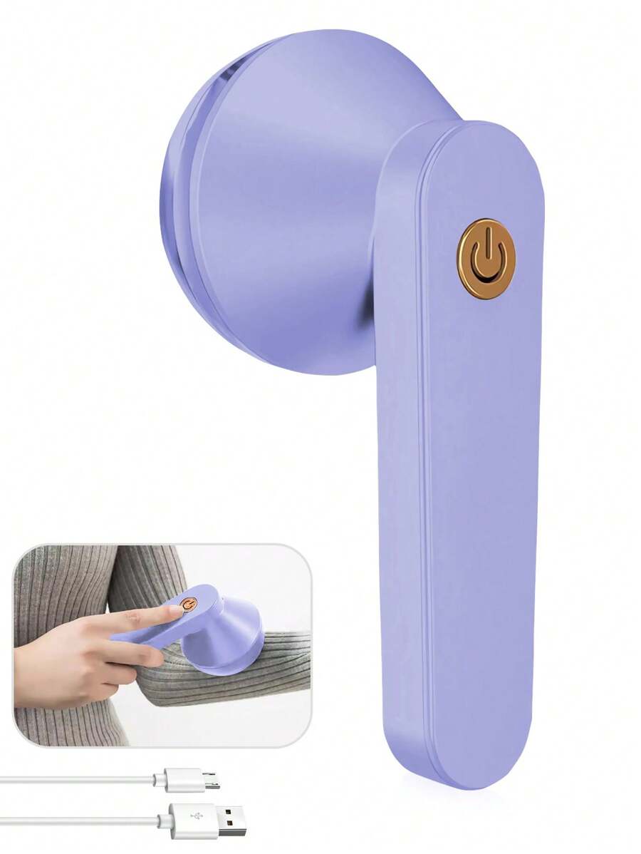 可攜式充電式電動剃毛器，有效快速去除衣服、家具和地毯上的毛球、絮球和毛髮，紫色