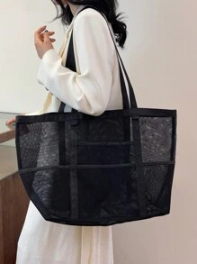 A Com Borda Costurada, Cor Sólida, Dobrável E Para Natação E Fitness, Também Adequado Para Armazenamento De Brinquedos De Banheiro, Leve, Grande Capacidade, Bolsa De Praia De Malha Portátil, Perfeita Para Viagens Em Família, Férias, Feriado, Praia, Camping E Caminhadas Mochila Escolar, Mochila De Volta Às Aulas, Grande Capacidade, Portátil, Adequado Para Meninas Adolescentes Mulheres Estudantes Universitárias, Perfeita Para Volta Às Aulas, Faculdade, Ensino Fundamental, Ensino Médio