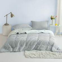 Nice Reversible Ultra-Soft Bedding Comforter Set - Jersey Knit T-Shirt Feeling - Cute Fluffy Lightweight Bedding Down Blanket Quilt With Pillowsham For Man Women Girl All Season Use - Twin / TWIN XL FULL QUEEN KING CAL KING Size - Rose Pink Purple Blue White Grey Blue Yellow Olive Emerald Green - 淺灰色 - 查看 7
