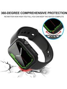 6 buc. Husa de ceas All-In-One din sticlă securizată pentru PC +, husă de protecție la modă anti-cădere, compatibilă cu Apple Watch 38/40/41/42/44/45/46/49 mm, compatibil cu Apple Watch Ultra/SE/Series 10/9/8/7/6/5/4/3/2/1, Accesorii pentru ceasuri inteligente