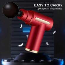面部按摩枪，深层组织肌肉手持式冲击按摩器，适用于身体、背部和颈部疼痛，超紧凑优雅设计，高扭矩动力，母亲节礼物 - 紅色 - 查看 5