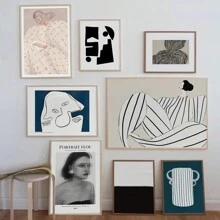 1 件帆布印刷艺术，复古风格，女孩轮廓，创意抽象，非常适合走廊/房间/卧室/客厅墙壁装饰，沙发背景，装饰画，海报（无框架），完美的礼物，家居装饰，PVC 管包装，用于配送，墙壁艺术 - 彩色 - 查看 2