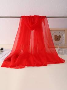1 pieza de Tela de tul de malla suave elástica roja para velo nupcial, decoración de bodas, material de red de nailon - Rojo - Ver 3