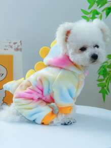 1 pieza Ropa para mascotas para perros pequeños y cachorros, lindo disfraz transformador de Chihuahua en estilo de dragón arcoíris - Amarillo feliz - Amarillo - Ver 6