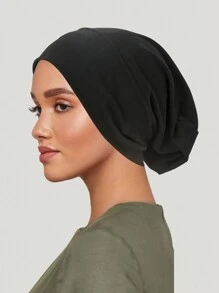 新款女士彈性內衬頭巾帶長尾，可伸縮頭套和帽式頭巾