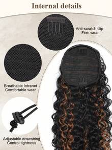 1pc 18 Inch  Drawstring Ponytail  Natural Synthetic Hairpiece For Women Extensions Drawstring Ponytail For Women Long Curly Wavy Hair Drawstring Ponytail Natural Wavy Synthetic Hair Extensions Ponytail For Everyday Use