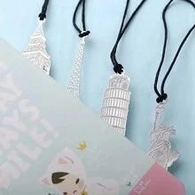 1 Máy Tính Xây Dựng Dòng Kim Loại Rỗng Dấu Trang, Tháp Nghiêng Pisa Big Ben Luân Đôn Tháp Eiffel Tượng Nữ Thần Tự Do Đánh Dấu Trang Kim Loại Dấu Trang Văn Phòng Phẩm đồ Dùng Văn Phòng Trường Học - Bạc - Xem 4