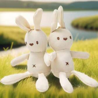 2 piezas Juguete de peluche de conejo, muñeco de conejo, pequeño conejo de cuadros de maíz, se puede usar para ropa, accesorios colgantes, bolsas, accesorios, ornamentos de automóviles