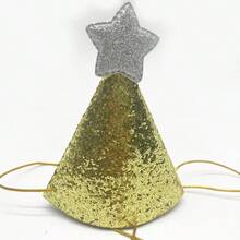 1pc Star Shaped Pet Hat With Glitter, Suitable For Small Cats And Dogs Birthday Parties, Photo Props - Multicolor - View 9