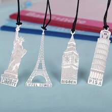 1 Máy Tính Xây Dựng Dòng Kim Loại Rỗng Dấu Trang, Tháp Nghiêng Pisa Big Ben Luân Đôn Tháp Eiffel Tượng Nữ Thần Tự Do Đánh Dấu Trang Kim Loại Dấu Trang Văn Phòng Phẩm đồ Dùng Văn Phòng Trường Học - Bạc - Xem 12