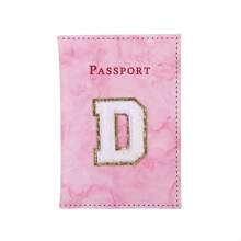 Letter Print Minimalist Daily Passport Holder Wallet Cover - Pink - View 17
