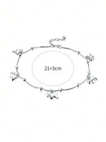 1入優雅簡約925銀腳鍊，適合女性日常配戴，紀念日禮物珠寶 - 銀色 - 查看 3