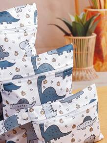 3 件装可爱恐龙与花卉图案婴儿尿布干湿袋/收纳袋婴儿洗澡家庭装饰礼物