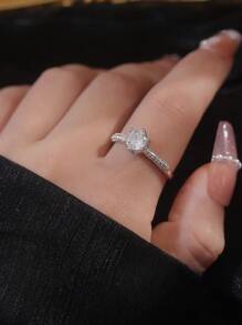 Ensemble de 5 bagues en cuivre avec zircone élégante, géométrique, de luxe et personnalisée pour les femmes, pour des mariages et des fêtes