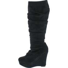 Women's Slouchy Platform Wedge Heel Knee High Boots - màu đen - Xem 3