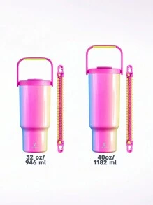 40oz Handled Vacuum Insulated Water Bottle, Stainless Steel Thermos Flask, Keeps Hot Or Cold For 34 Hours/10 Hours, Leak-Proof Lid And Straw, Portable Insulated Bottle For Outdoor Camping, Hiking, Driving And Travel - Pink - View 5