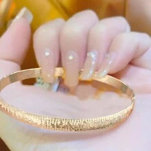 1pc Korean Fashion Simple And Exquisite Round Bangle With Cubic Zirconia - Coffee - View 6
