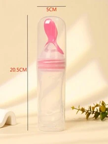1pc 90ml Baby Milk Bottle Baby Food Feeder With Silicone Spoon, Perfect For Daily Or Outdoor Use, Comes With A Storage Box For Dustproof And Hygiene, Packed In Pp Box