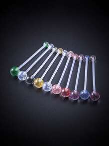 10 chiếc khuyên xỏ khuyên hình ngôi sao lấp lánh bằng acrylic đính kim sa dài cho phụ nữ mang thai, rốn, thanh tạ, nút bấm - Nhiều màu - Xem 4