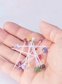 10 chiếc khuyên xỏ khuyên hình ngôi sao lấp lánh bằng acrylic đính kim sa dài cho phụ nữ mang thai, rốn, thanh tạ, nút bấm - Nhiều màu - Xem 7