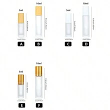 1 件 5/10 毫升磨砂玻璃滚珠瓶木纹塑料盖精油滚珠可填充香水瓶滚珠空瓶 - 彩色 - 查看 3