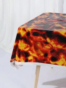 1pc 130*220CM/51.2*86.6IN Disposable Tablecloth, Personalized Flame Lava Pattern Table Cover, Suitable For Various Theme Parties And Daily Use - Multicolor - View 1