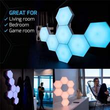Hexagon LED Lights Wall Panels Battery Powered, 16 Colors And 4 Lighting Modes Hexagonal Wall Light RGB Lights Modular Touch Sensitive Lights With Remote Control For Home Decor, Living Room, Bedroom, Gaming Room, Party, Wall Lights Gift For Kids, Adults