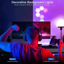 Hexagon LED Lights Wall Panels Battery Powered, 16 Colors And 4 Lighting Modes Hexagonal Wall Light RGB Lights Modular Touch Sensitive Lights With Remote Control For Home Decor, Living Room, Bedroom, Gaming Room, Party, Wall Lights Gift For Kids, Adults